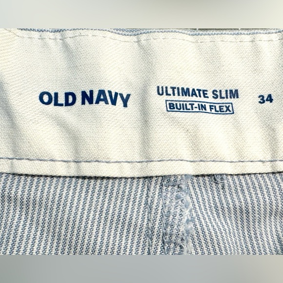Men’s Old Navy Bermuda Shorts Built in Flex Ultimate Slim Blue Stripe Pockets 34 - Picture 5 of 6